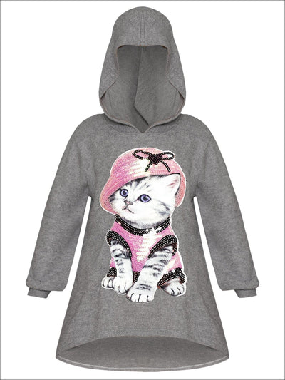 Cozy Winter Tops | Girls Sequin Animal Graphic Hi-Lo Hoodie Sweater