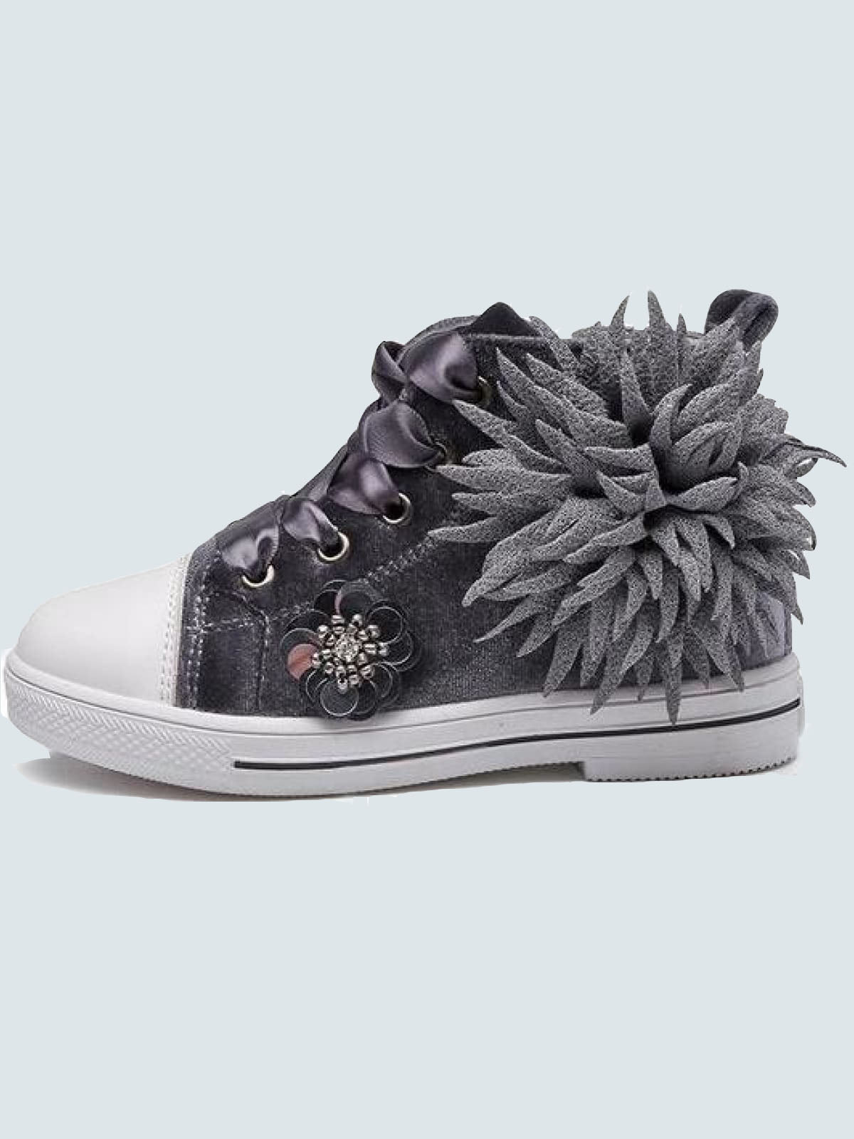 Girls Sequin Flower Applique Sneakers By Liv and Mia