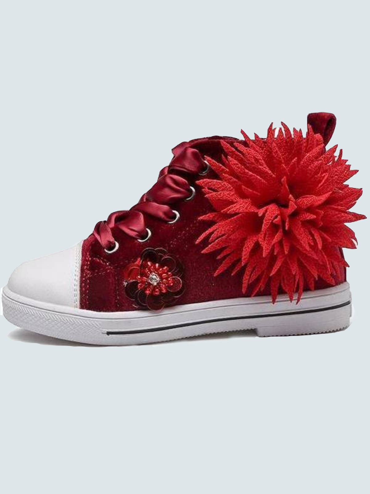 Girls Sequin Flower Applique Sneakers By Liv and Mia