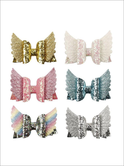 Girls Sequin Princess Angel Wing Hair Bow - Hair Accessories