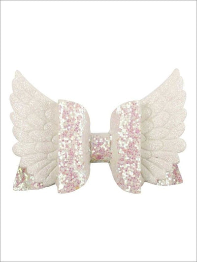 Girls Sequin Princess Angel Wing Hair Bow - White - Hair Accessories