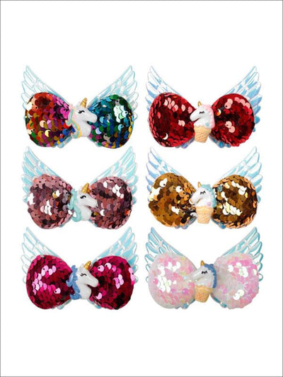 Girls Sequined Unicorn Wing Hair Clips - Hair Accessories
