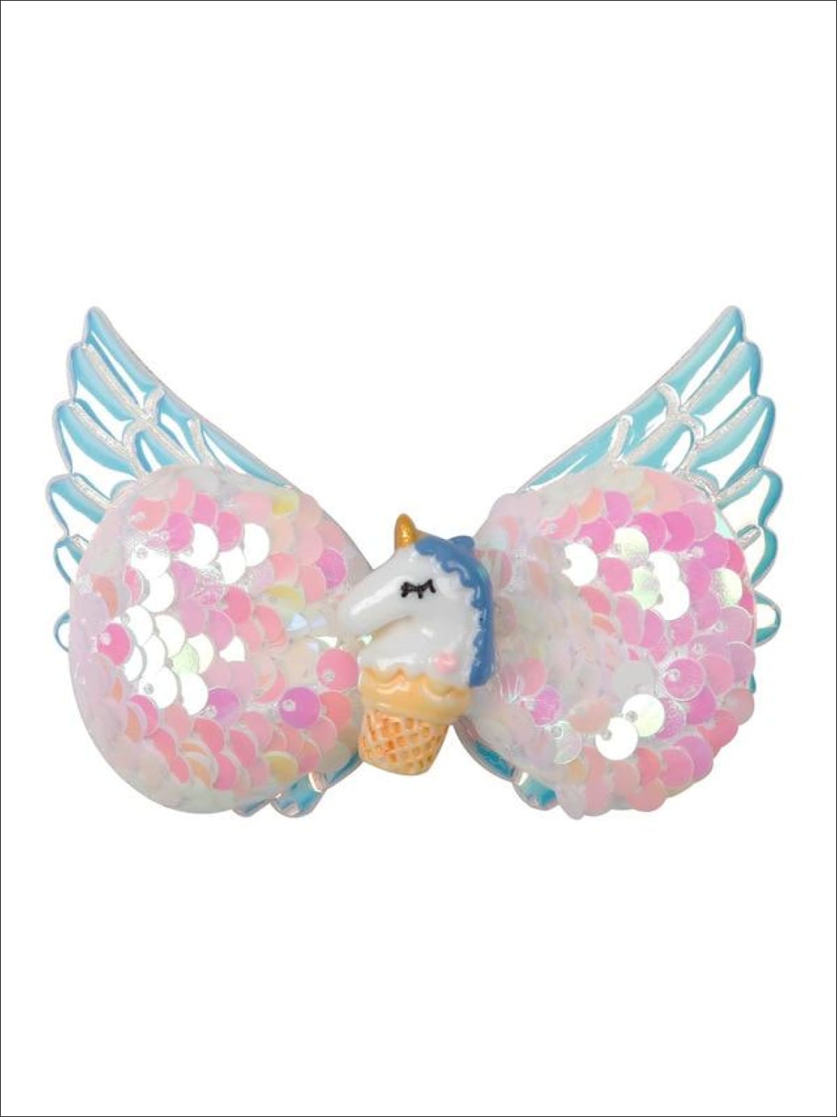 Girls Sequined Unicorn Wing Hair Clips - Rose - Hair Accessories
