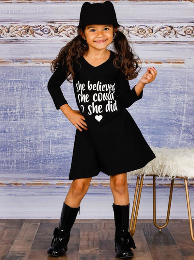 Little Girls Cute Inspirational Quote A-Line Dress - Mia Belle Girls