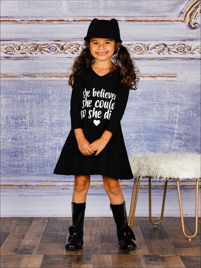 Little Girls Cute Inspirational Quote A-Line Dress - Mia Belle Girls