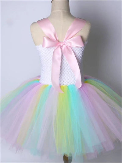 Girls Shimmering Rainbow Unicorn Tutu Dress - Girls Spring Dressy Dress