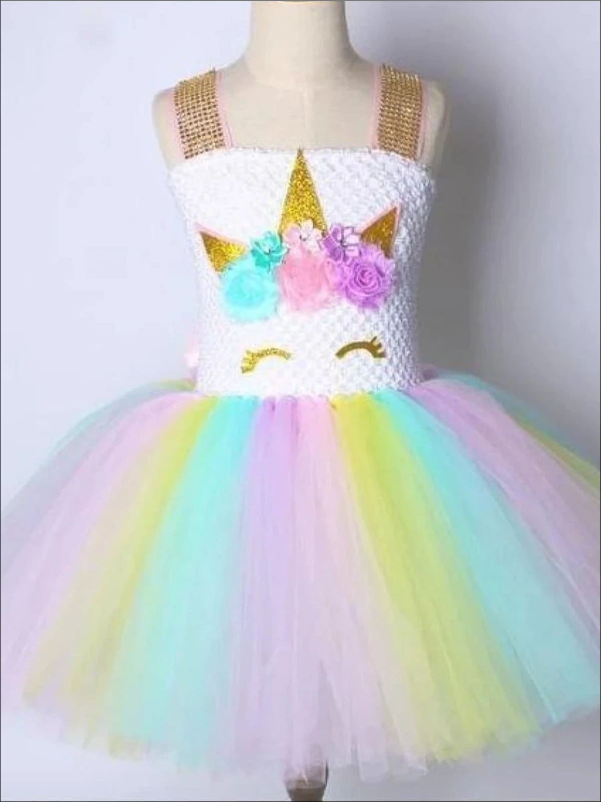 Girls Shimmering Rainbow Unicorn Tutu Dress - Multicolor / 2T - Girls Spring Dressy Dress