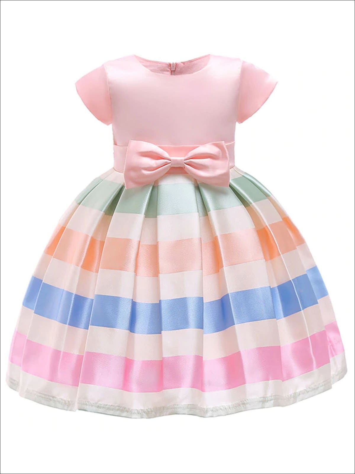 Girls Special Occasion Dress | Toddler Short Sleeve Satin Party Dress