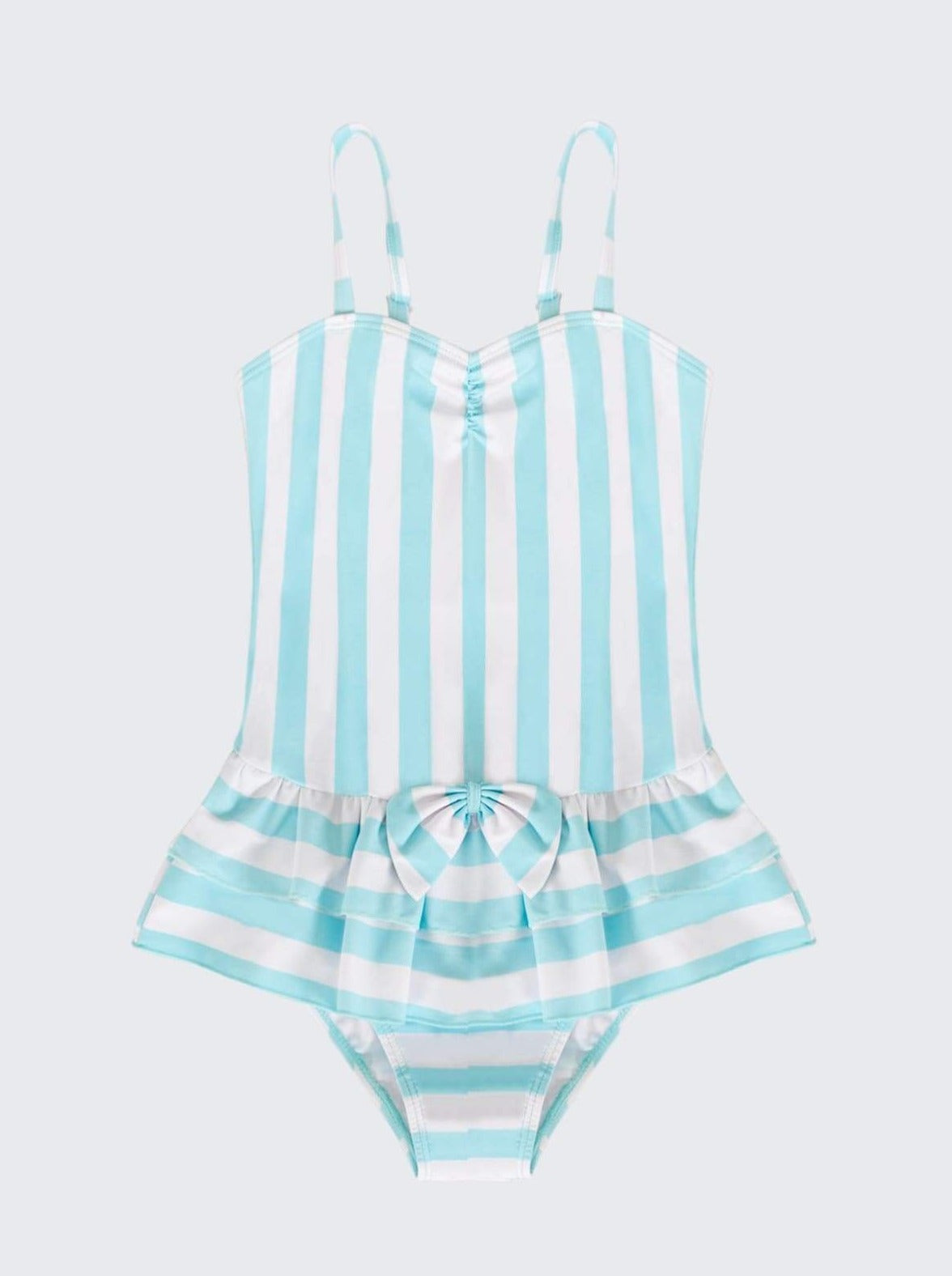 Girls Skirted Striped One Piece Swimsuit - Girls One Piece Swimsuit