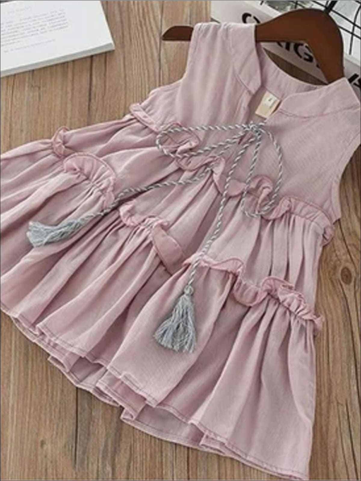 Girls Sleeveless Cotton Ruffled Summer Tunic Dress - Pink / 3T - Girls Spring Casual Dress