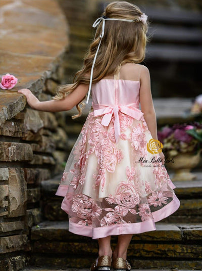 Girls Sleeveless Embroidered Chiffon Hi-Low Special Occasion Dress - Girls Fall Dressy Dress
