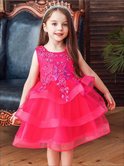 Girls Formal Dresses | Sleeveless Embroidered Princess Tutu Dress – Mia ...