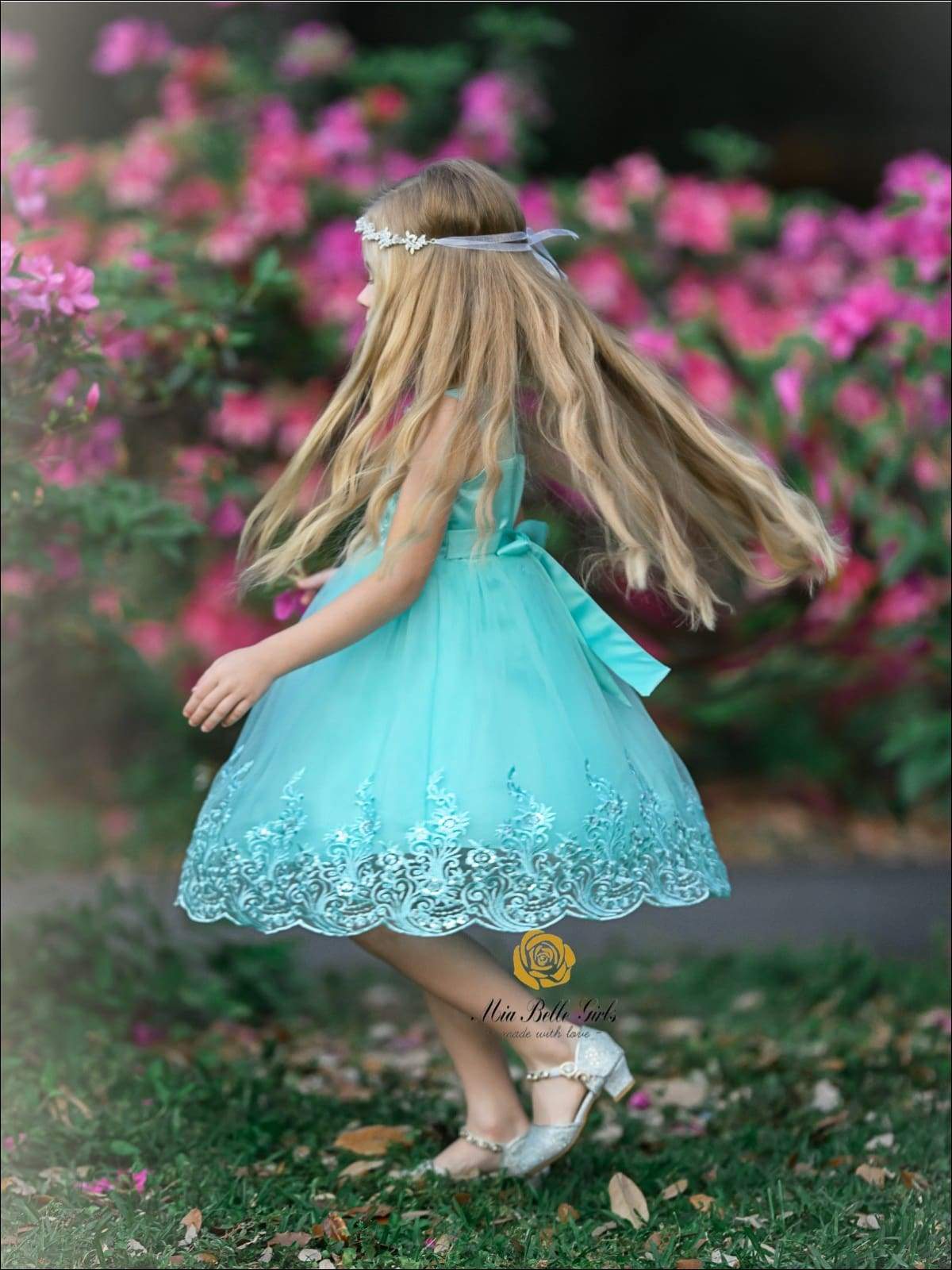 Girls Sleeveless Faux Crystal Neckline Sequin & Lace Embroidery Special Occasion Party Dress - Girls Spring Dressy Dress