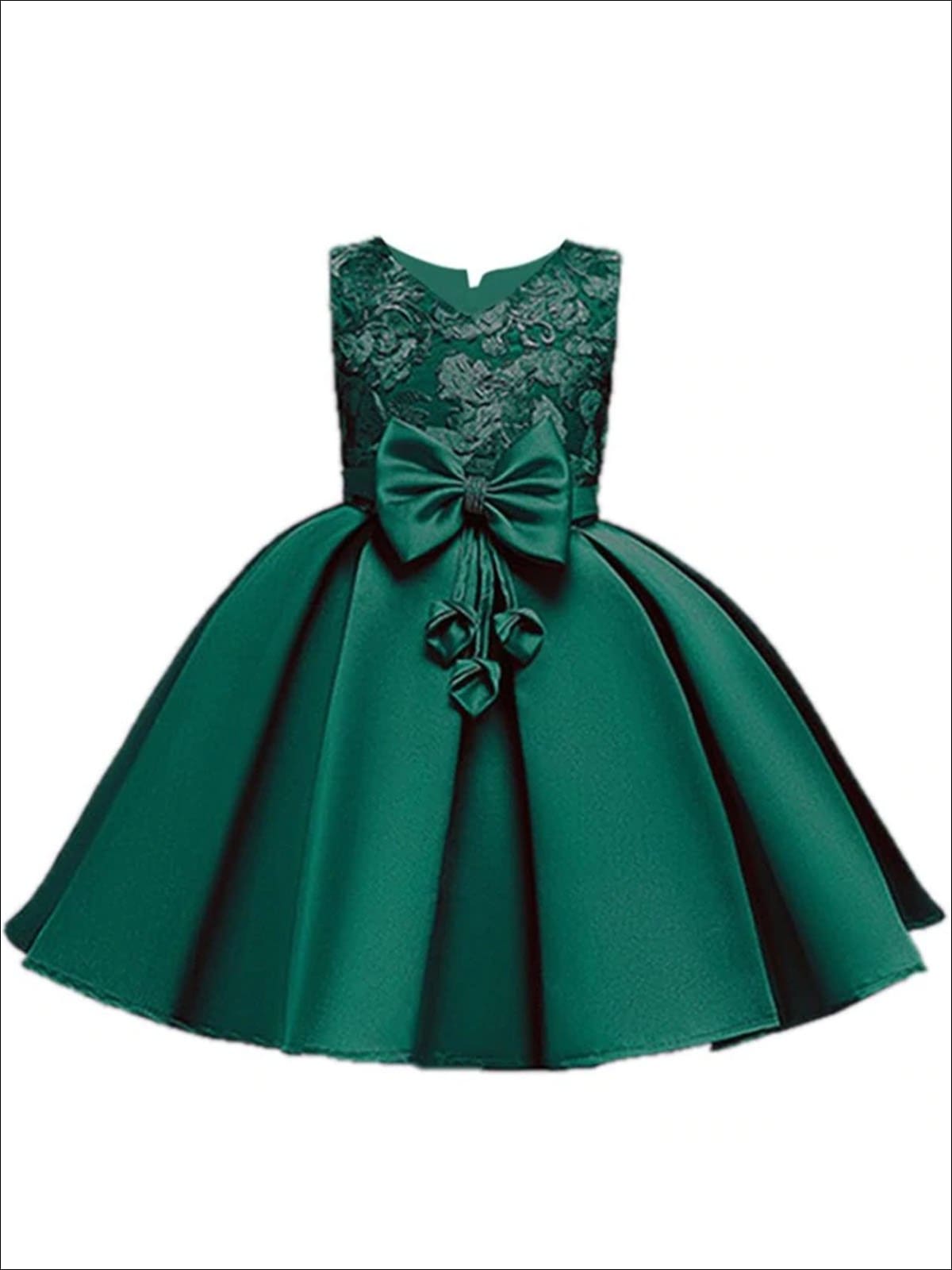 Girls Formal Dresses | Sleeveless Floral Embroidered Holiday Dress