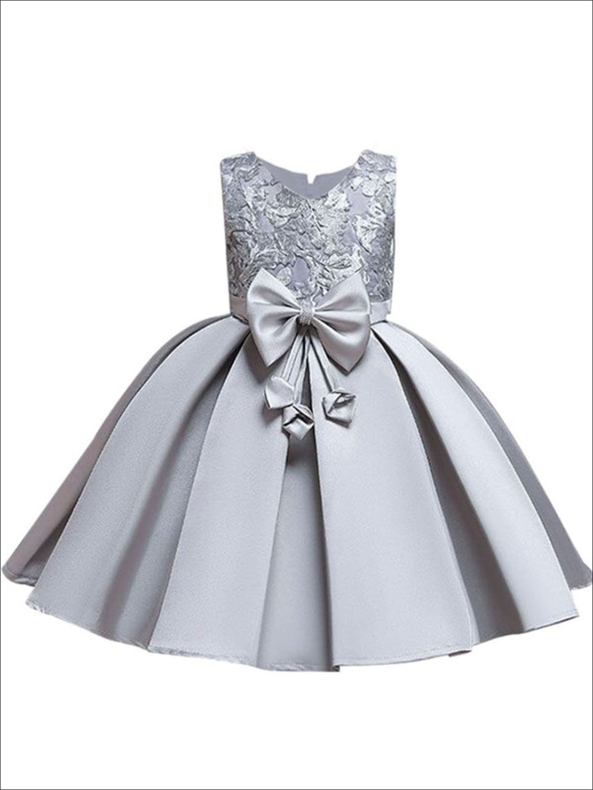 Girls Formal Dresses | Sleeveless Floral Embroidered Holiday Dress
