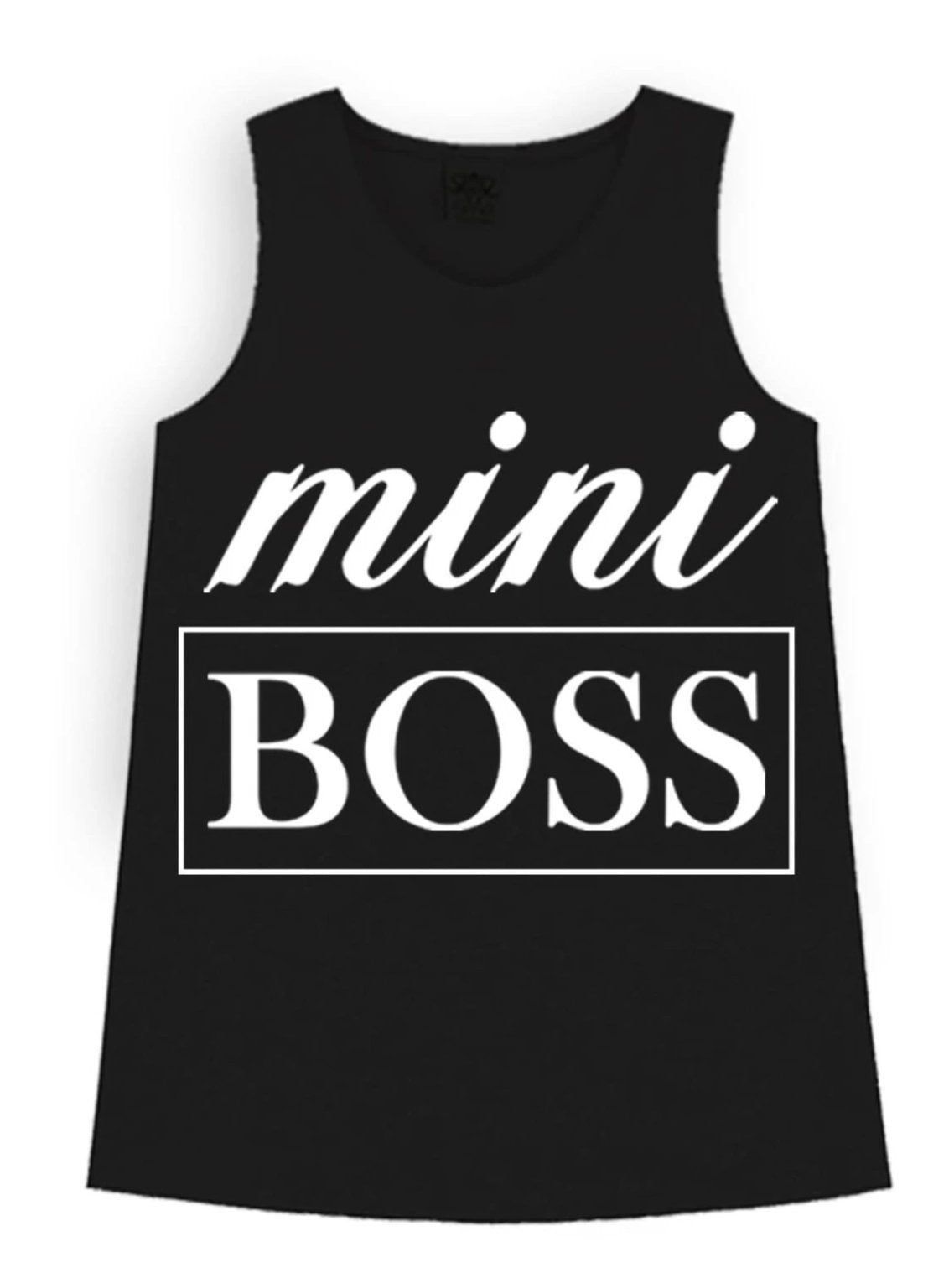 Girls Cute Tops | Black Mini Boss Graphic Tank Top - Mia Belle Girls