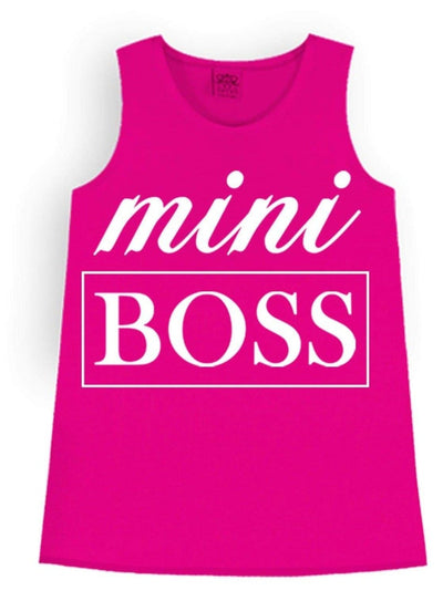 Girls Cute Tops | Hot Pink Mini Boss Tank Top - Mia Belle Girls