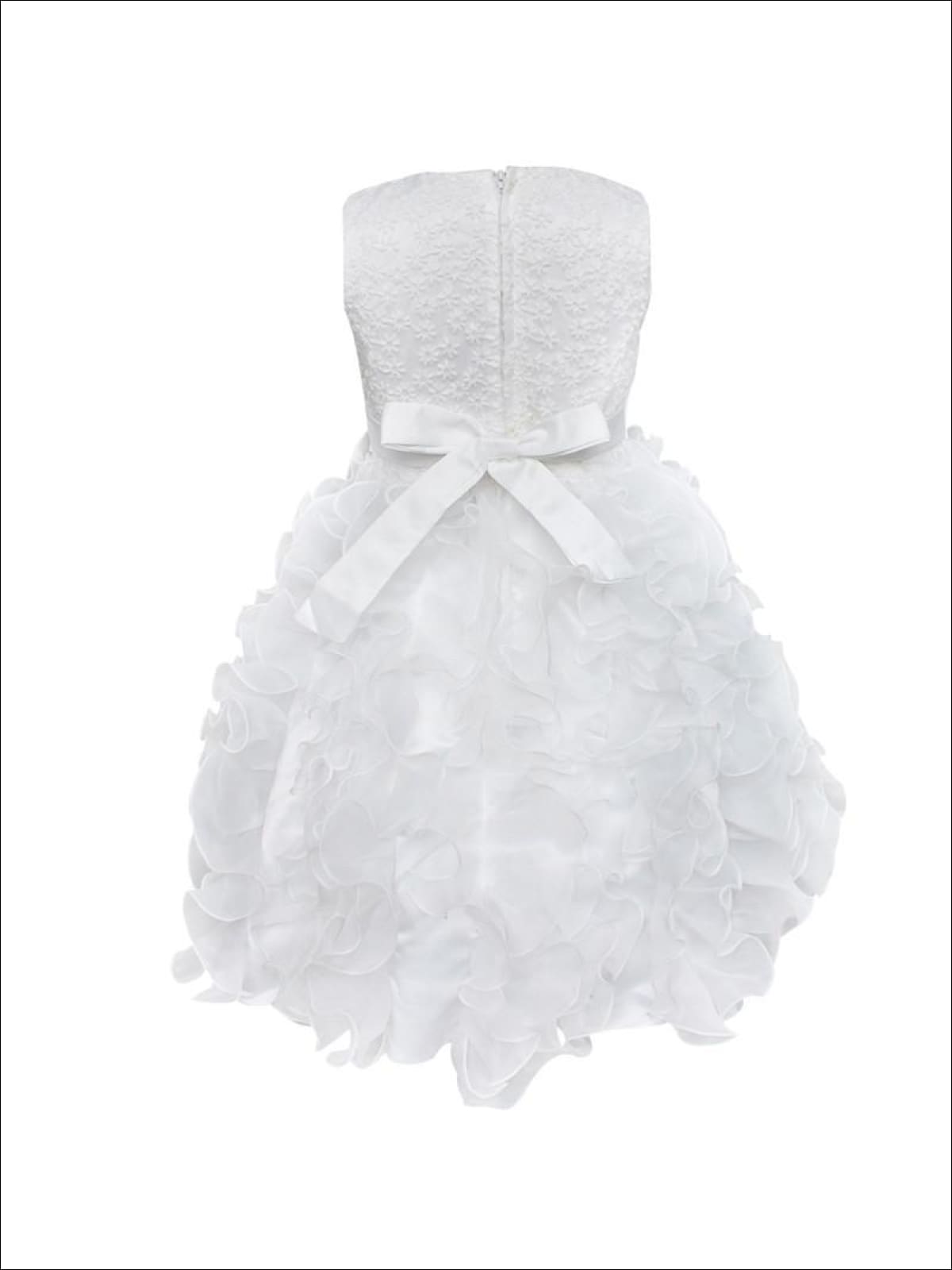 Girls Sleeveless Pearl Ruffled Communion Flower Girl & Special Occasion Dress - Girls Spring Dressy Dress