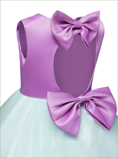Special Occasion Dresses | Girls Purple Open Back Tulle Princess Dress
