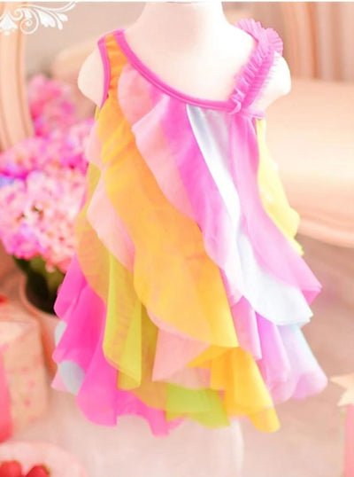 Girls Summer Dresses | Rainbow Ruffle Dress - Mia Belle Girls