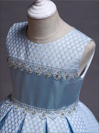Girls Formal Easter Dress | Sleeveless Rhinestone Applique Hi-Lo Dress