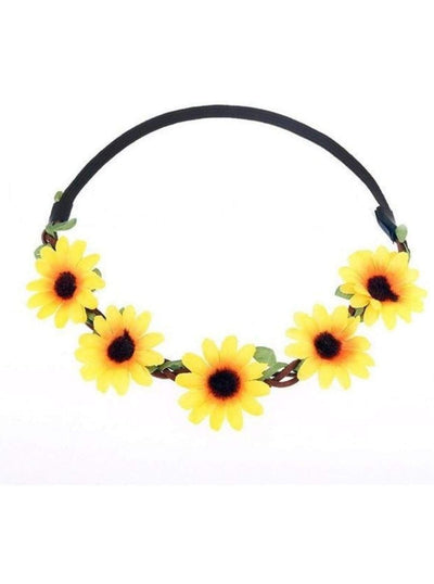 Girls Small Flower Halo Elastic Headband - accessories
