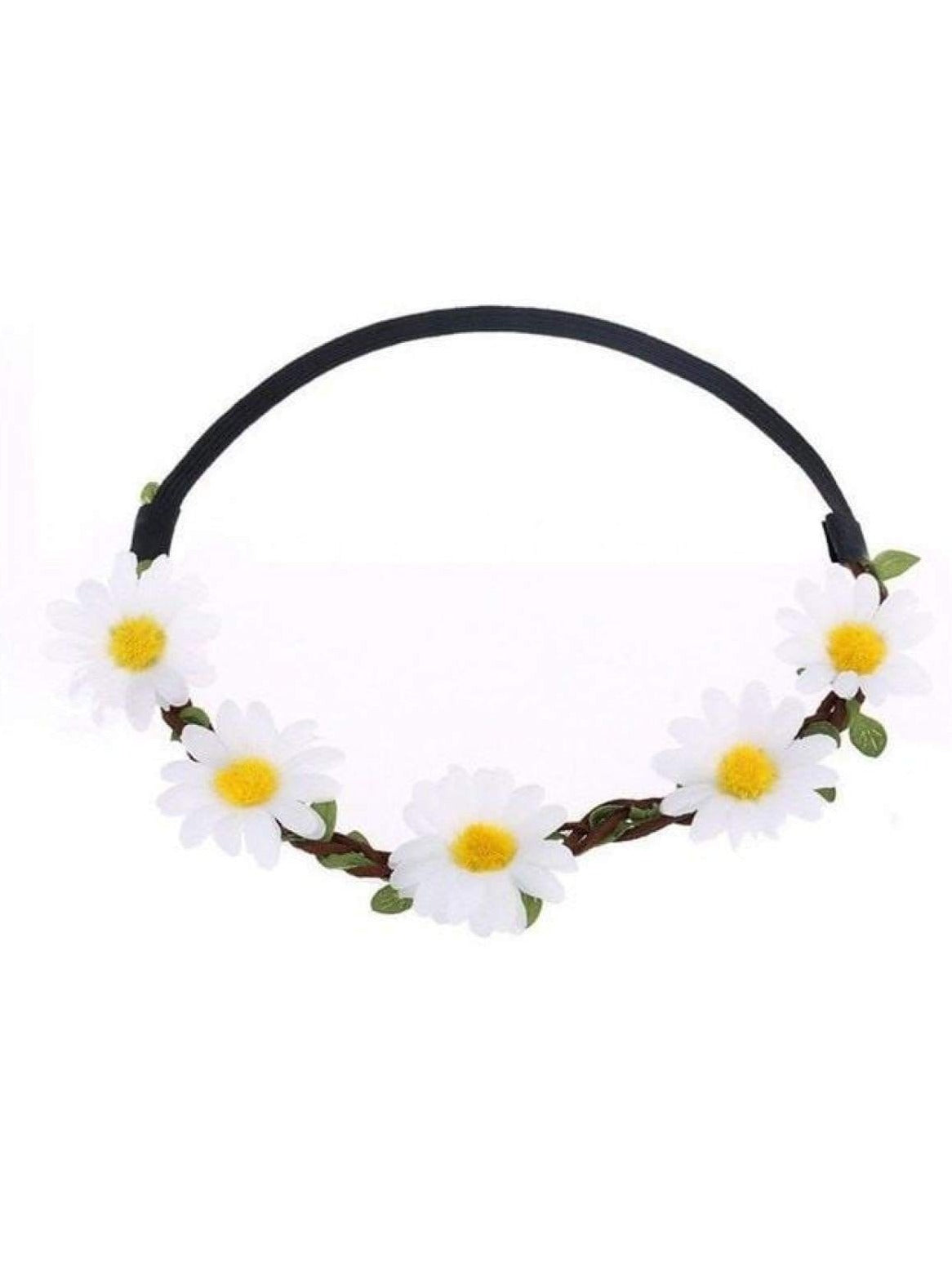 Girls Small Flower Halo Elastic Headband - White / One - accessories