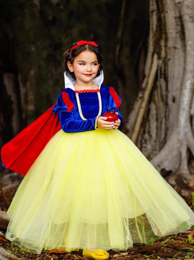 Girls Snow White Inspired Velvet Deluxe Costume - Girls Halloween CostumeGirls Snow White Inspired Costume | Kids Halloween Costumes - Mia Belle Girls