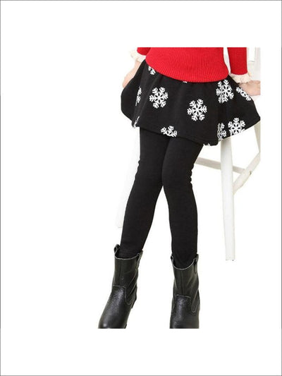 Girls Snowflake Skirt Leggings - Black / 5Y/6Y - Girls Clothing