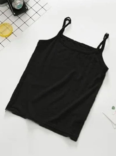 Girls Solid Camisole Tank Top - Black / 2T - Girls Spring Casual Top