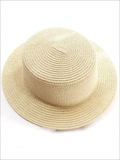 Girls Solid Color Straw Sun Hat - Beige / Kids-One Size - Mommy & Me Accessories