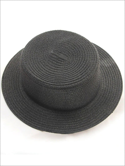 Girls Solid Color Straw Sun Hat - Black / Kids-One Size - Mommy & Me Accessories