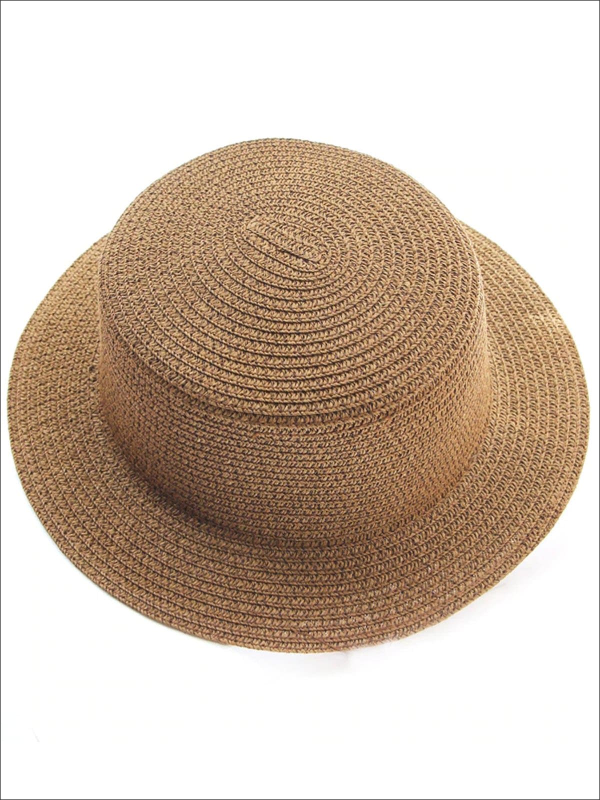 Girls Solid Color Straw Sun Hat - Brown / Kids-One Size - Mommy & Me Accessories