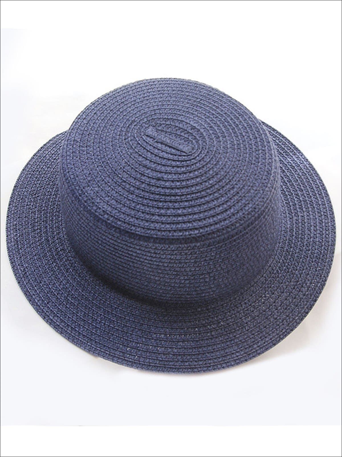 Girls Solid Color Straw Sun Hat - Navy / Kids-One Size - Mommy & Me Accessories