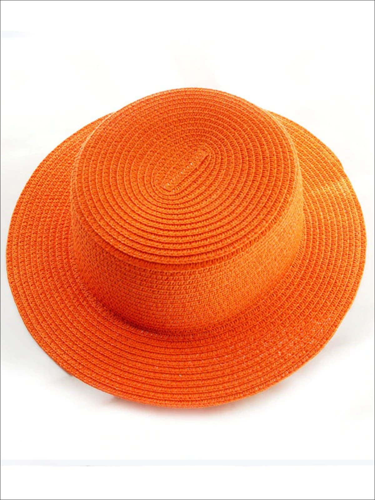 Girls Solid Color Straw Sun Hat - Orange / Kids-One Size - Mommy & Me Accessories