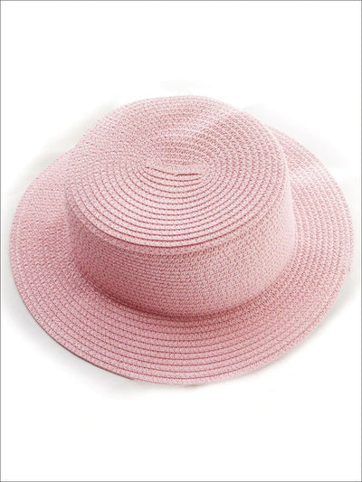 Girls Solid Color Straw Sun Hat - Pink / Kids-One Size - Mommy & Me Accessories