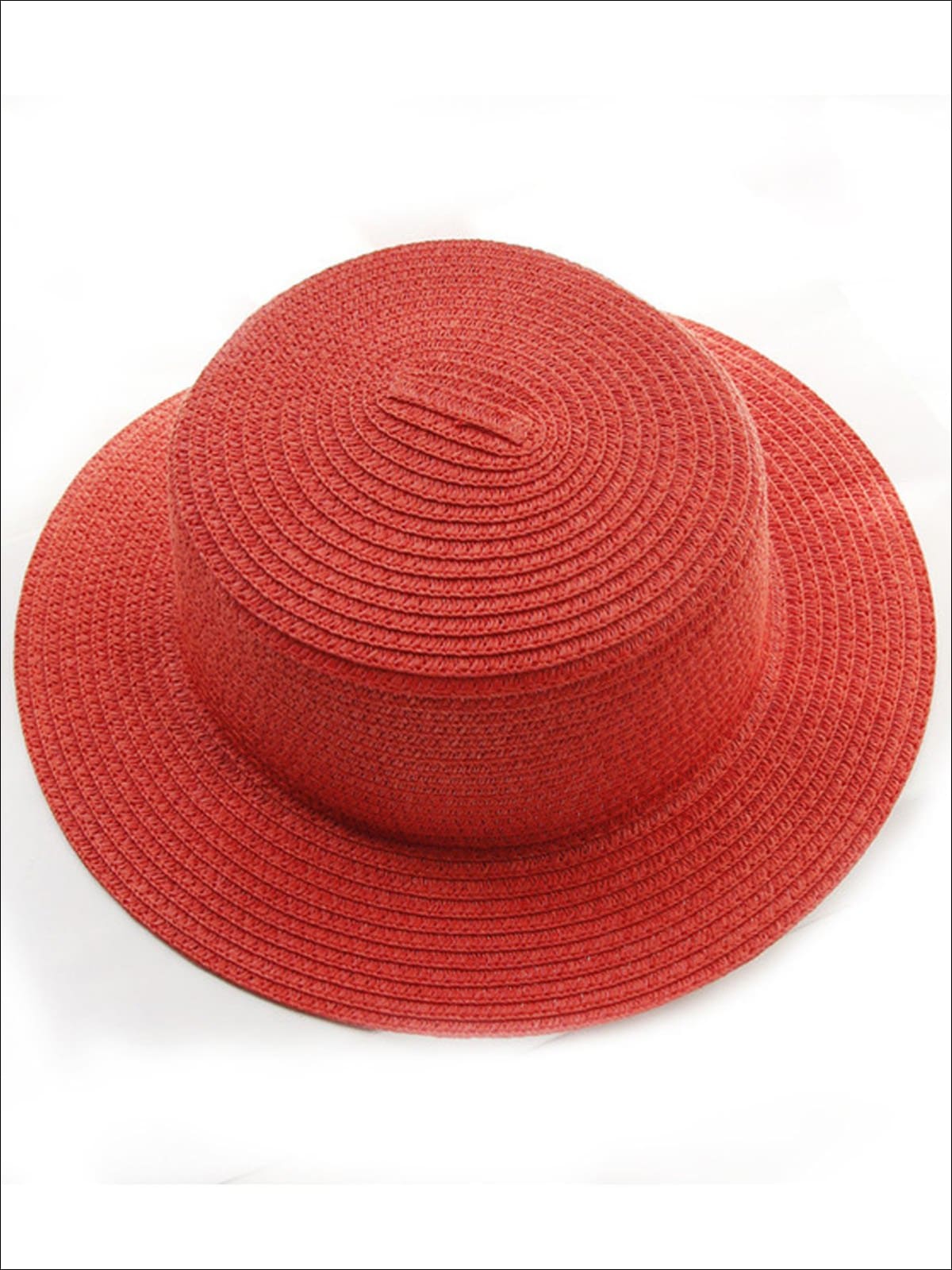 Girls Solid Color Straw Sun Hat - Red / Kids-One Size - Mommy & Me Accessories
