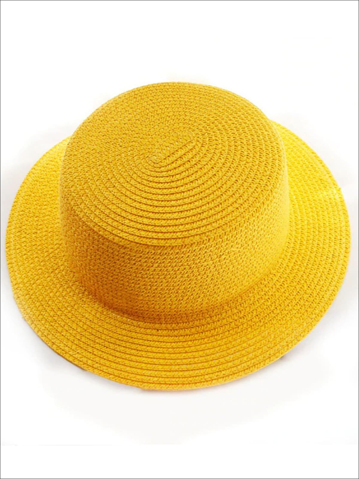 Girls Solid Color Straw Sun Hat - Yellow / Kids-One Size - Mommy & Me Accessories