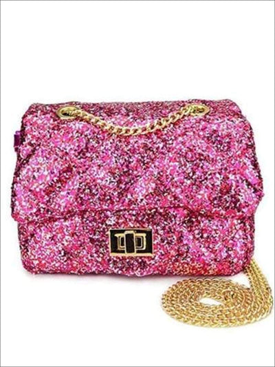 Girls Sparkling Hot Pink Crossbody Handbags - girls bags