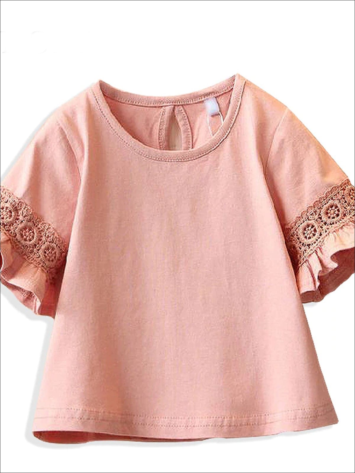Spring Toddler Tops | Girls Lace Embroidered Flare Sleeve Top