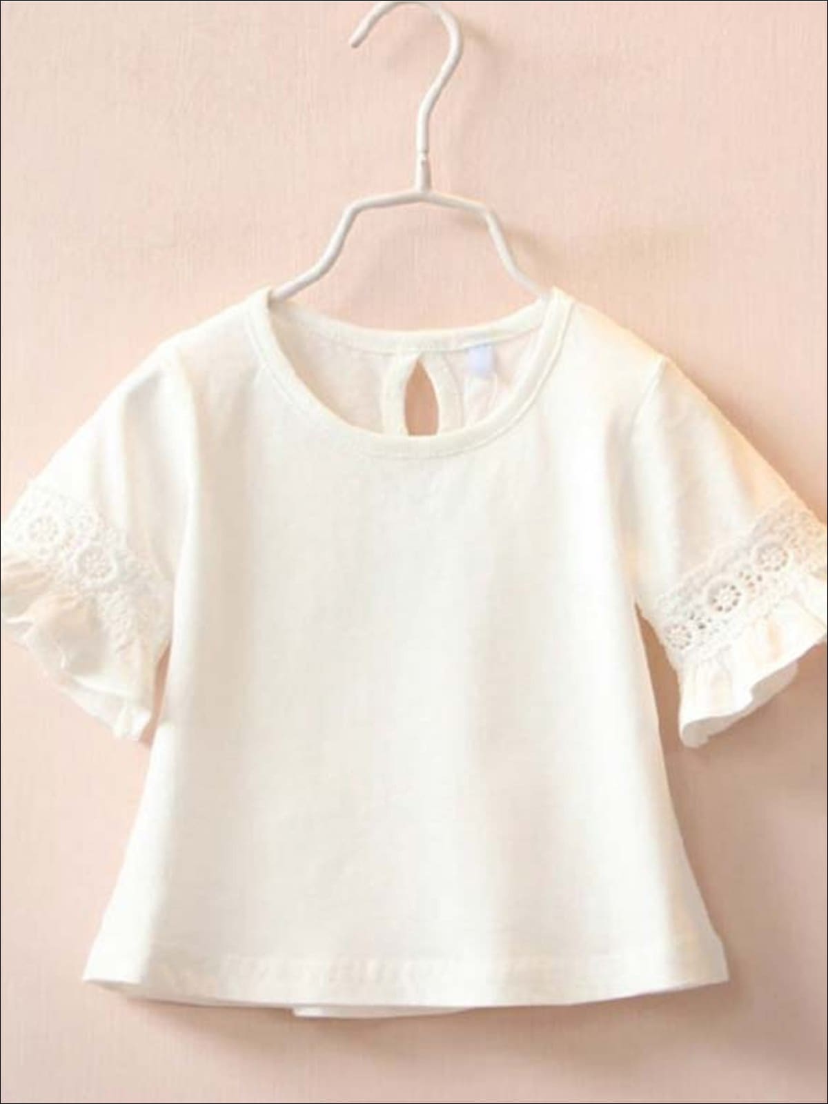 Spring Toddler Tops | Girls Lace Embroidered Flare Sleeve Top