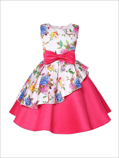 Little Girls Party Dresses | Sleeveless Tiered Floral Princess Dress
