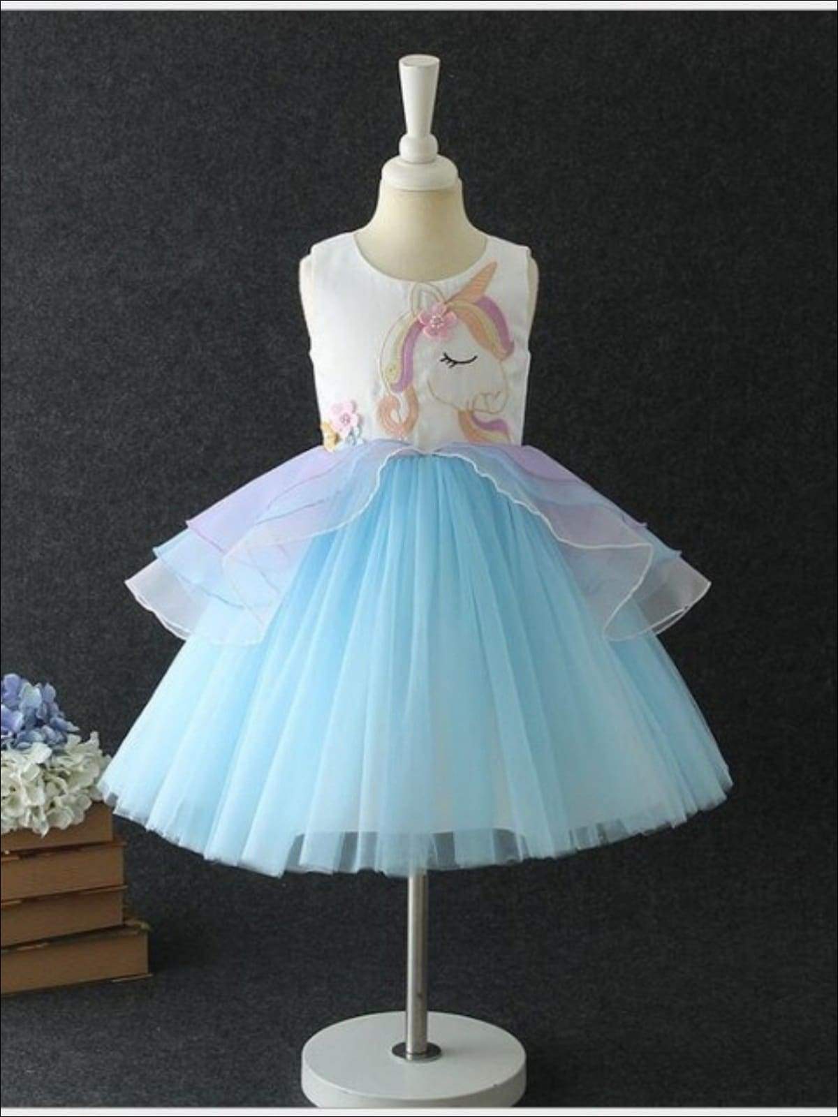Cute Dresses For Girls | Spring Unicorn Tiered Ruffle Tutu Dress – Mia ...