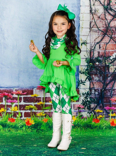 Mia Belle Girls St. Patrick's Day Tunic, Scarf And Legging Set