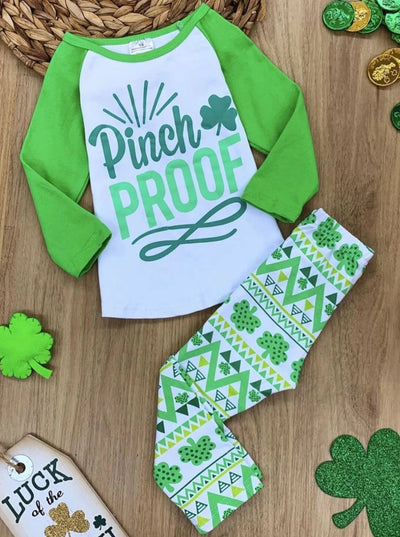 St. Patrick's Day Clothes | Pinch Proof Clover Print Legging Set