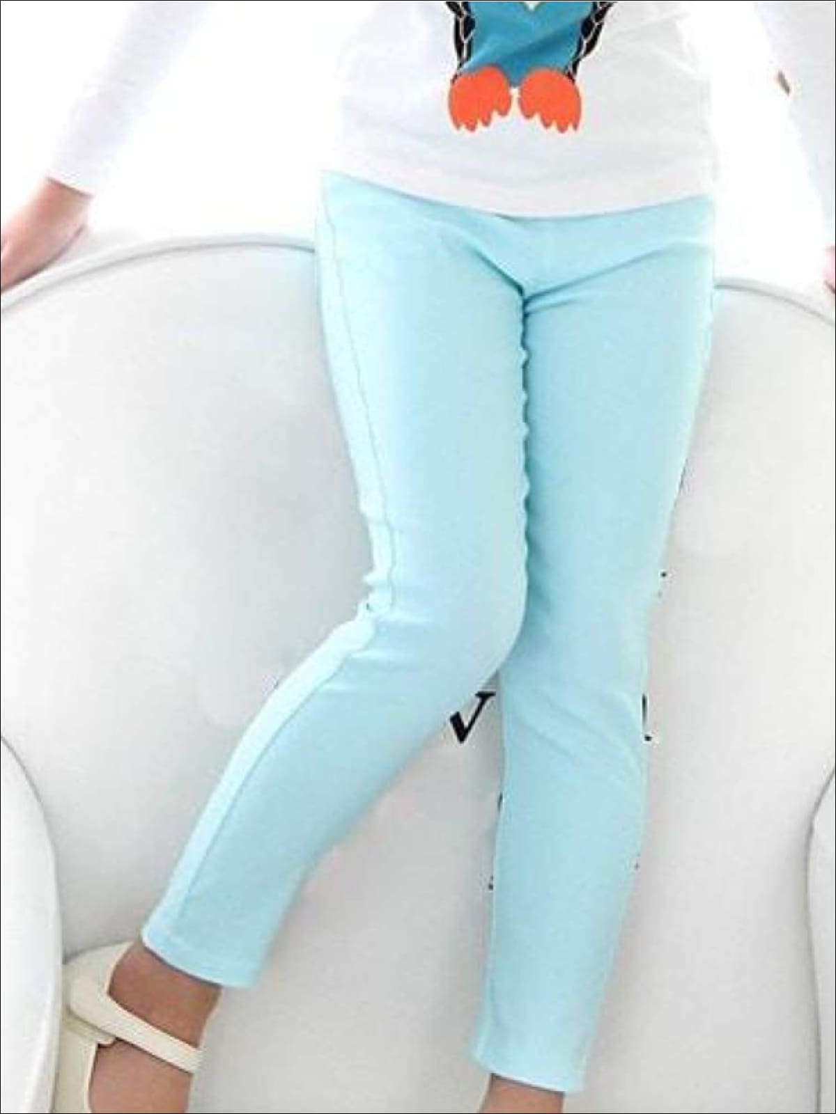 Girls Stretch Candy Colored Faux Denim Jeggings - Blue / 3T - Girls Jeggings