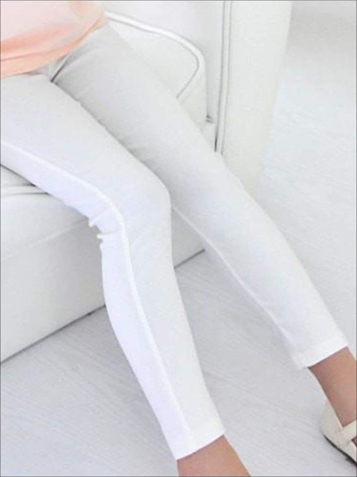 Girls Stretch Candy Colored Faux Denim Jeggings - White / 3T - Girls Jeggings