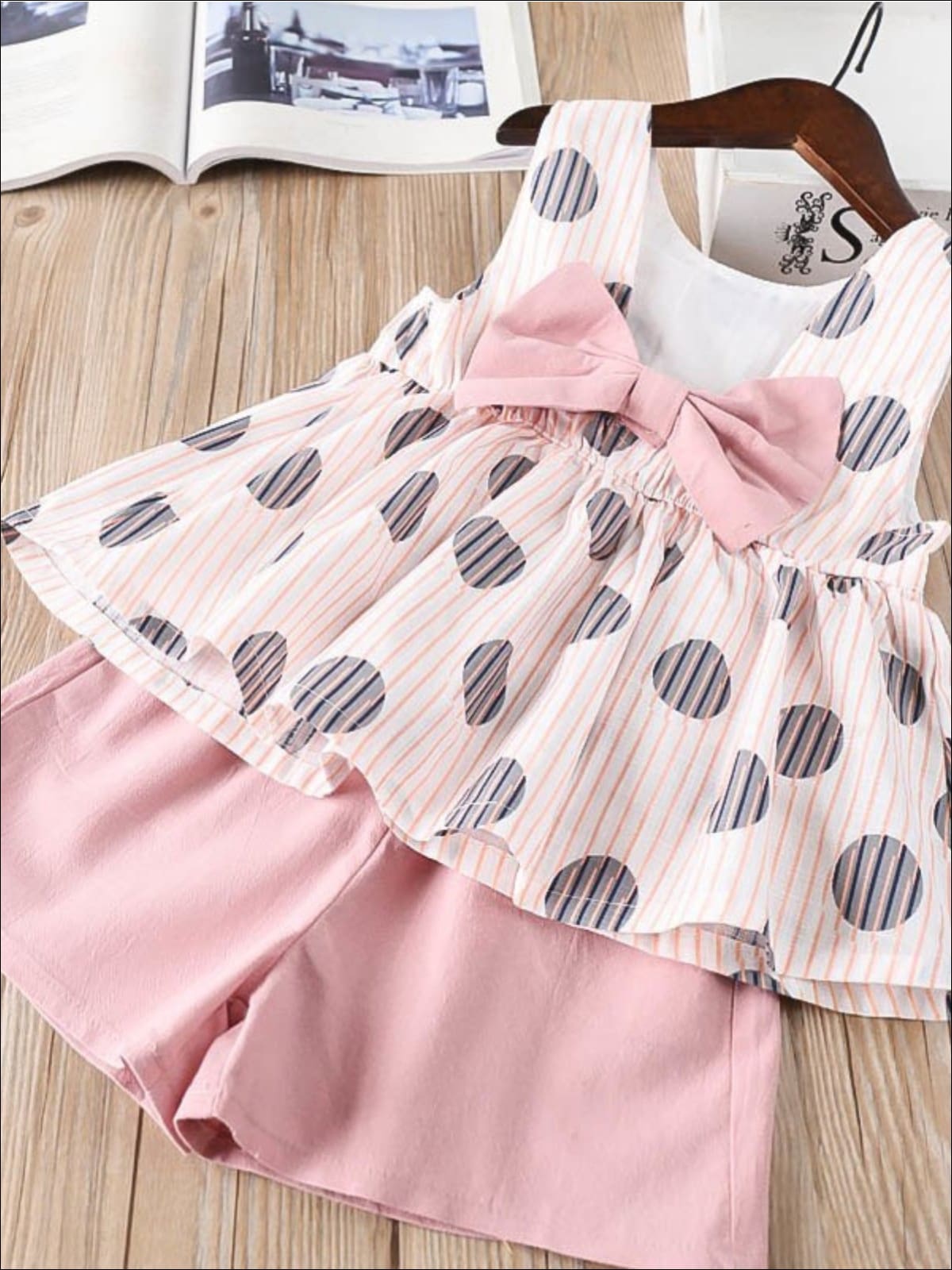 Spring Outfits For Toddlers | Girls Polka Dot Peplum Top & Shorts Set