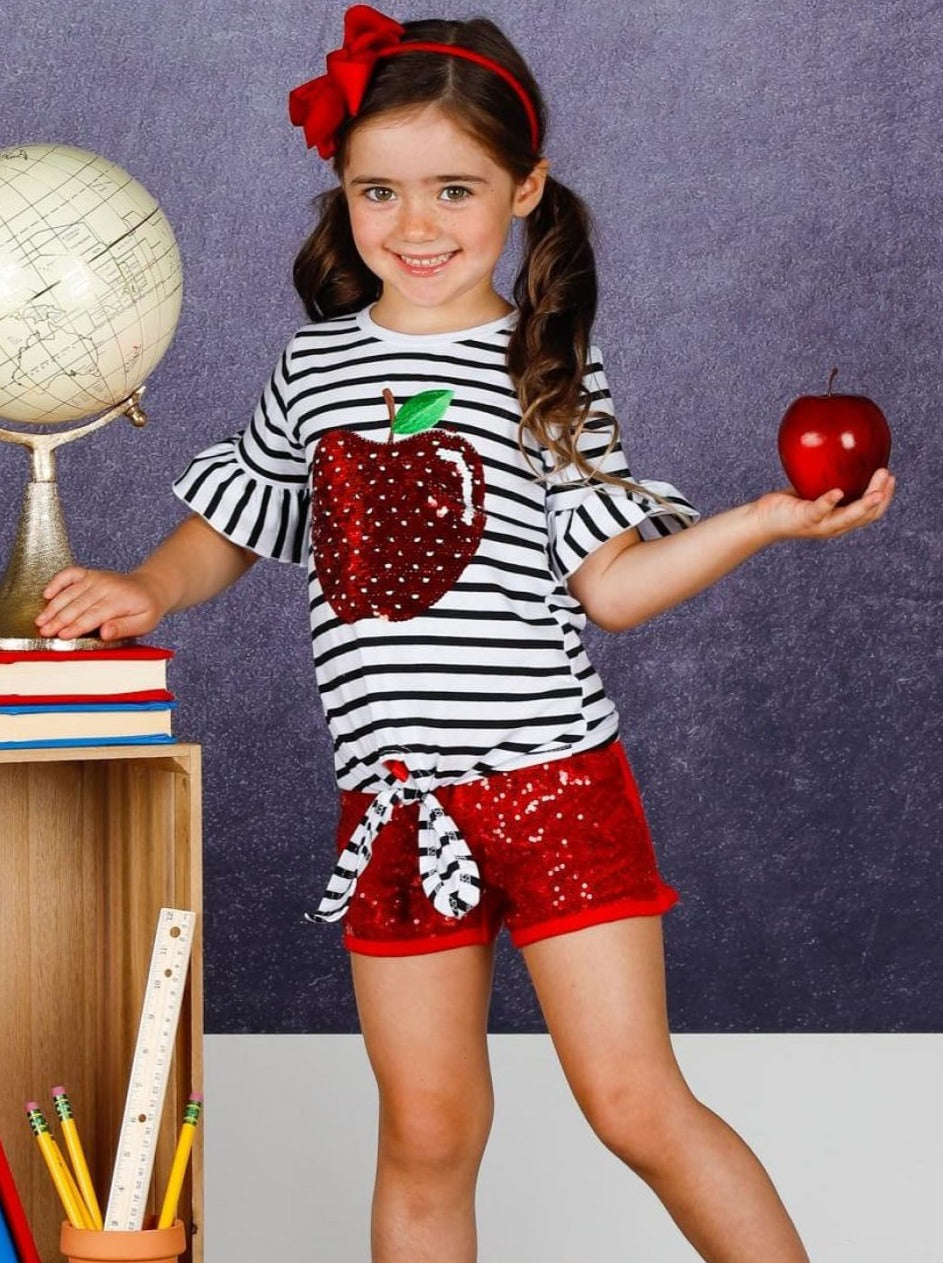 Girls First Day Of School Clothes | Sequin Short Set | Mia Belle Girls