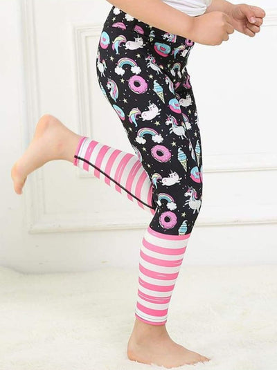 Girls Striped Unicorn Leggings (11 Style Options) - Yoga Pants